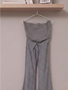 Gray Maternity H&M Mama Ribbed High-Waist Knit Pants